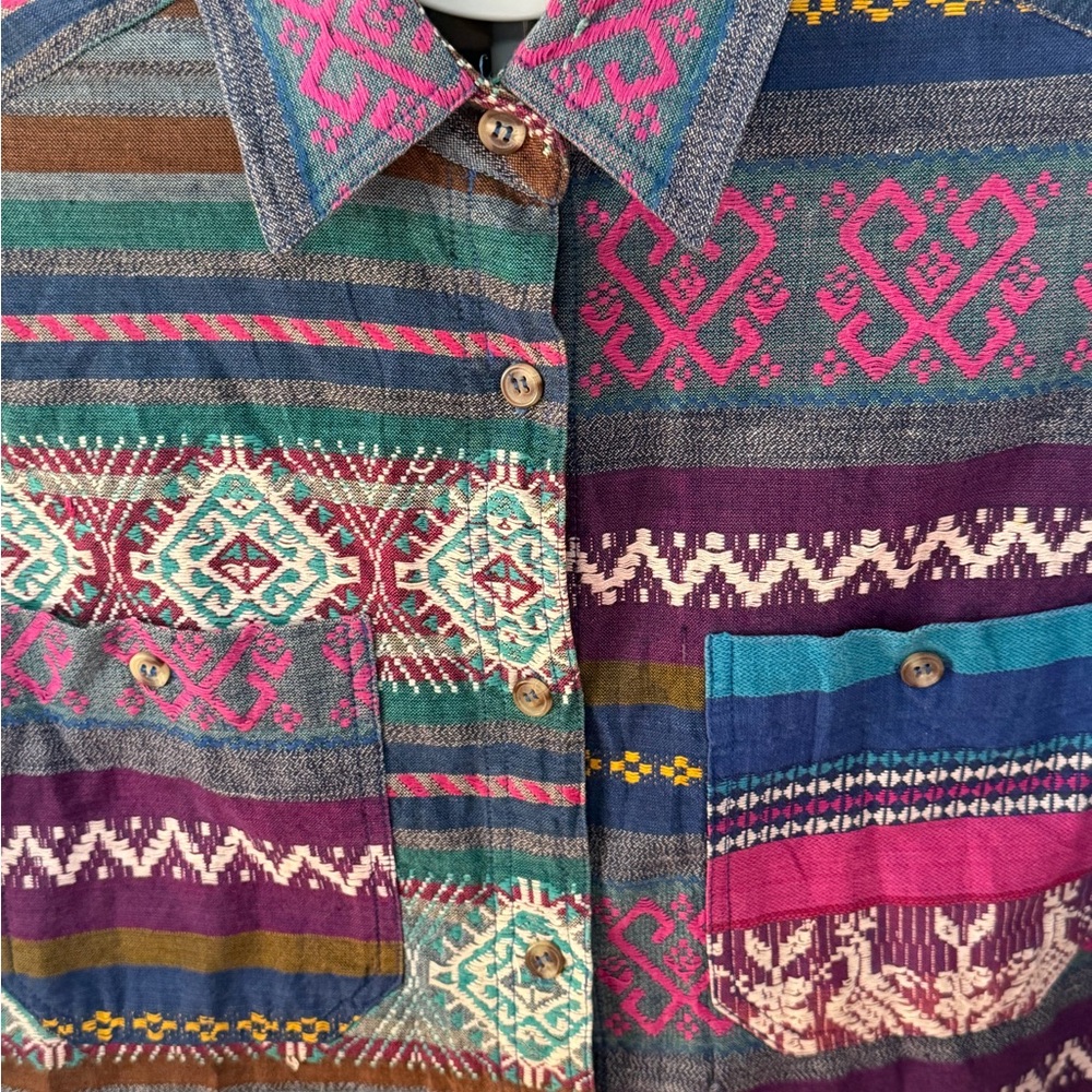 Vintage CM Company Brand Southwestern Shirt Size S Colorful Cotton - Picture 6 of 7